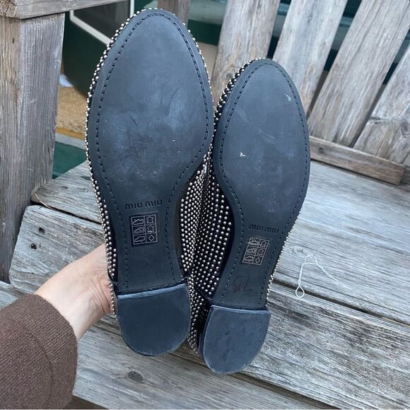 Miu Miu Patent Leather Studded Accents Oxfords Size: 6 | US6, 1T36 - Picture 6 of 11